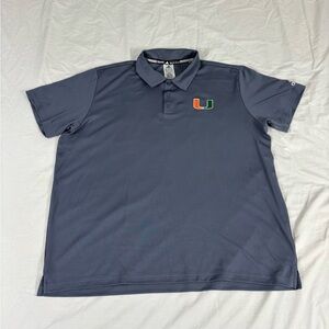 Adidas Mens Gray Miami University Polyester Short Sleeve Polo Shirt 2XL